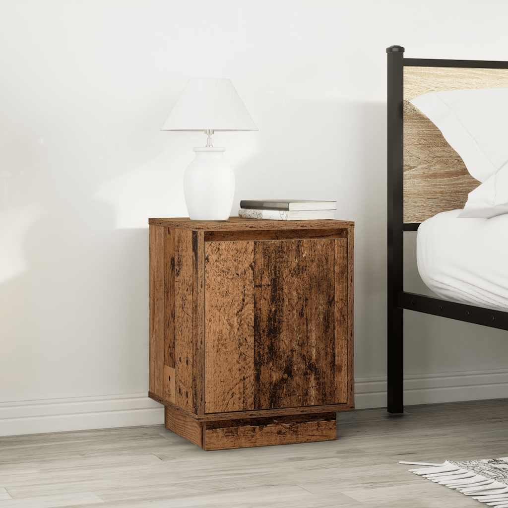 Vidaxl nachtkastje met led-verlichting 38x34x50 cm oud hout