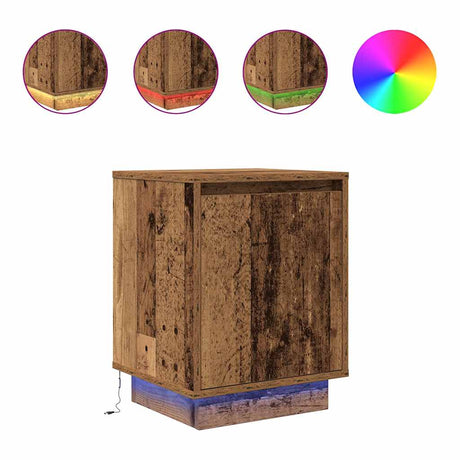 Vidaxl nachtkastjes met led-verlichting 2 st 38x34x50 cm oud hout