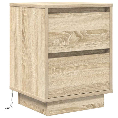 Vidaxl nachtkastje met led-verlichting 38x34x50 cm sonoma eikenkleurig