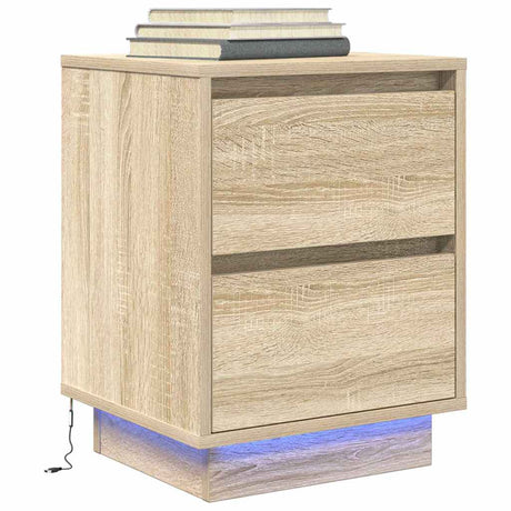 Vidaxl nachtkastje met led-verlichting 38x34x50 cm sonoma eikenkleurig