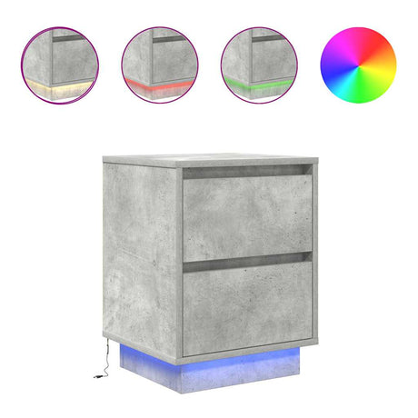Vidaxl nachtkastje met led-verlichting 38x34x50 cm betongrijs
