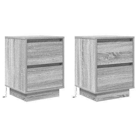 Vidaxl nachtkastjes met led 2 st 38x34x50 cm grijs sonoma