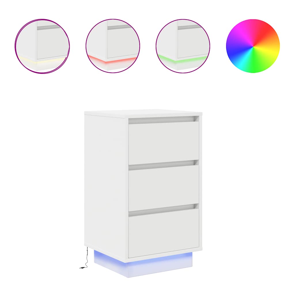 Vidaxl nachtkastje met led-verlichting 38x34x65 cm wit