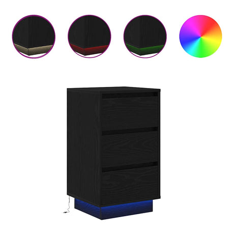 Vidaxl nachtkastje met led-verlichting 38x34x65 cm zwart