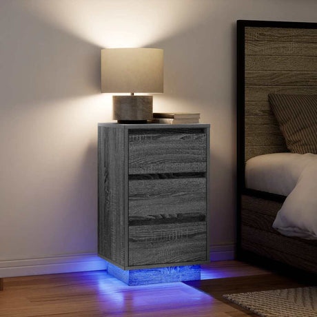 Vidaxl nachtkastje met led-verlichting 38x34x65 cm grijs sonoma