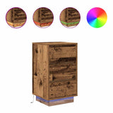 Vidaxl nachtkastje met led-verlichting 38x34x65 cm oud hout