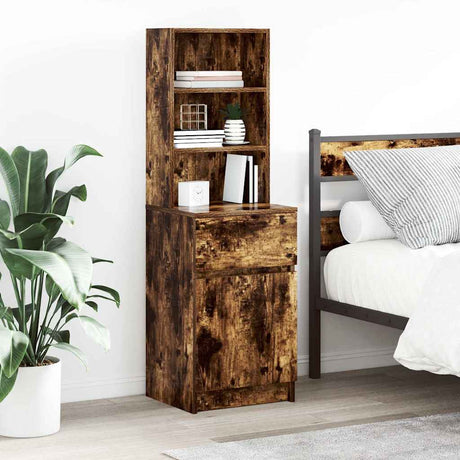 Vidaxl nachtkastje 39x35x125 cm bewerkt hout gerookt eikenkleurig