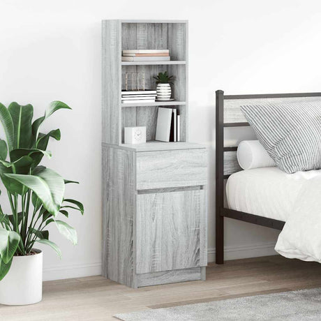 Vidaxl nachtkastje 39x35x125 cm bewerkt hout grijs sonoma eikenkleurig