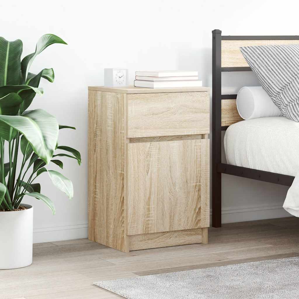 Vidaxl nachtkastje 39x35x65 cm bewerkt hout sonoma eikenkleurig