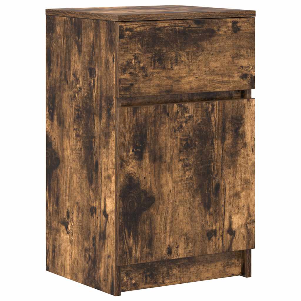 Vidaxl nachtkastje 39x35x65 cm bewerkt hout gerookt eikenkleurig