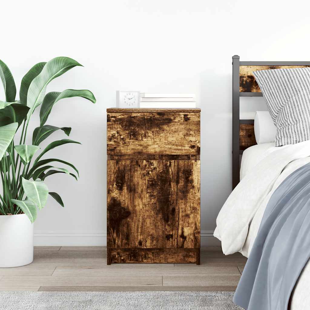 Vidaxl nachtkastje 39x35x65 cm bewerkt hout gerookt eikenkleurig