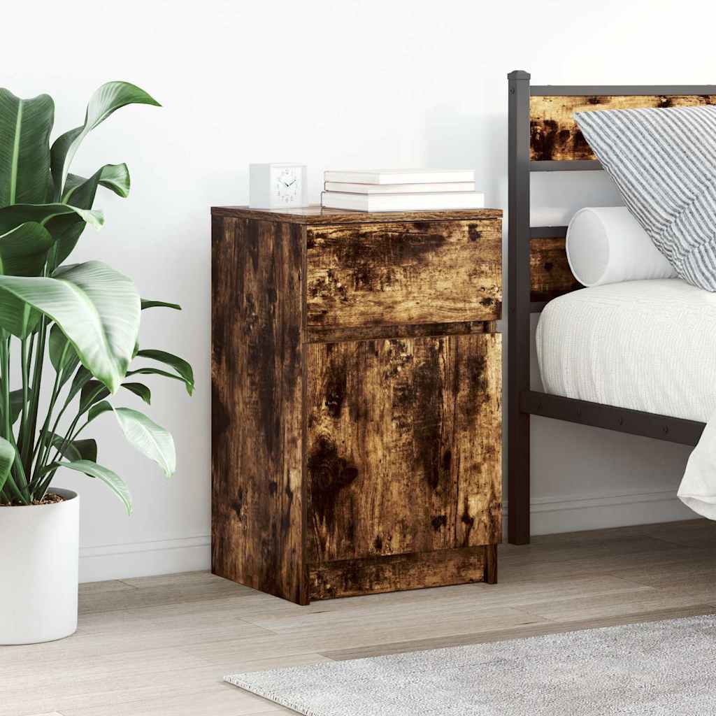 Vidaxl nachtkastje 39x35x65 cm bewerkt hout gerookt eikenkleurig