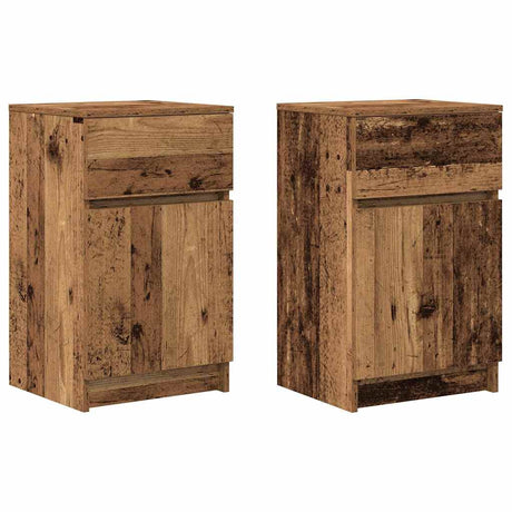 Vidaxl nachtkastjes 2 st 39x35x65 cm bewerkt hout oud houtkleurig