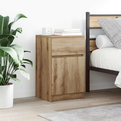 Vidaxl nachtkastje 39x35x65 cm bewerkt hout artisanaal eikenkleur