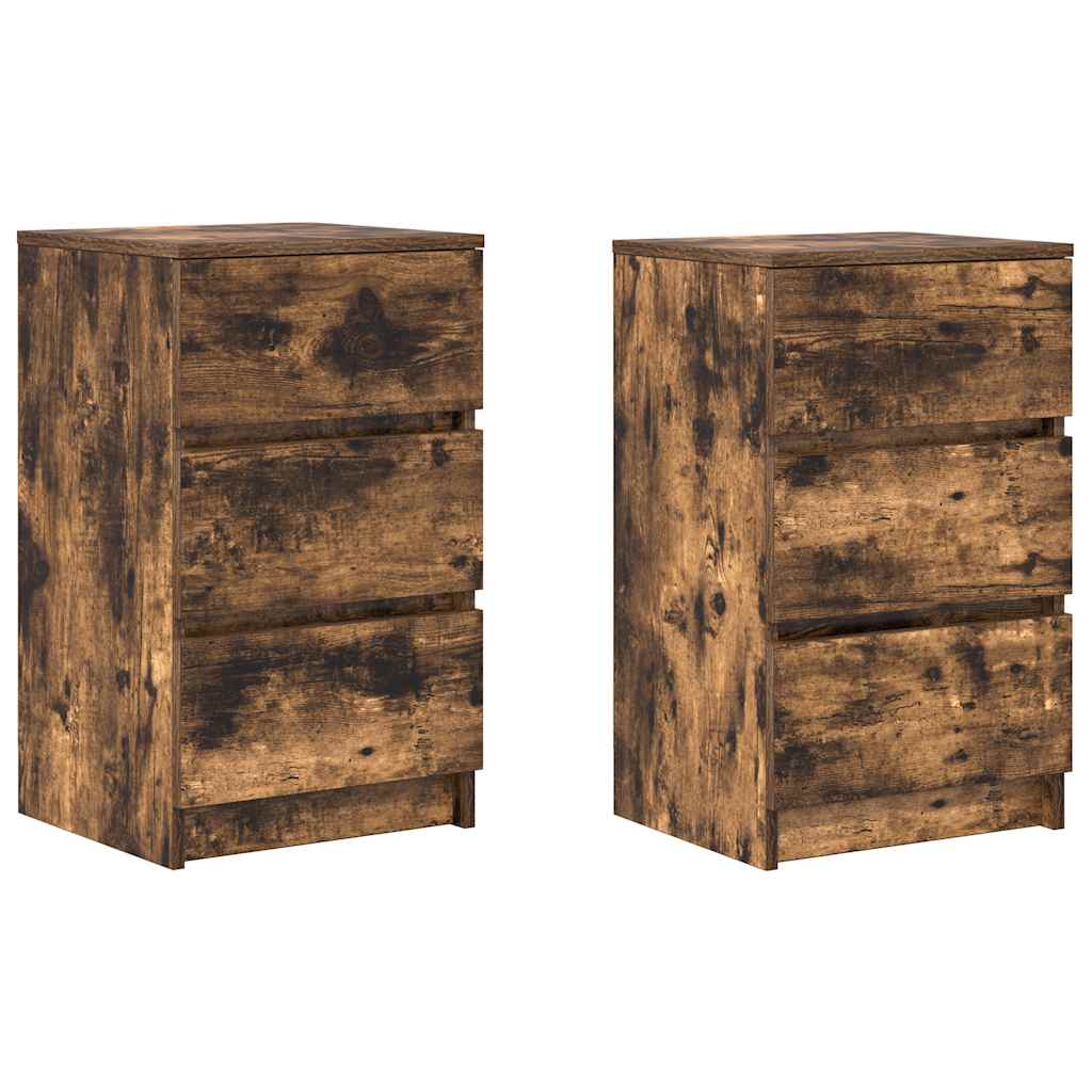 Vidaxl nachtkastjes met 3 lades 2 st 39x35x65 cm gerookt eikenkleurig