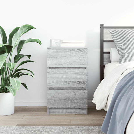 Vidaxl nachtkastje met 3 lades 39x35x65 cm grijs sonoma