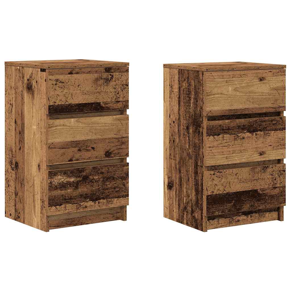 Vidaxl nachtkastjes met 3 lades 2 st 39x35x65 cm oud hout