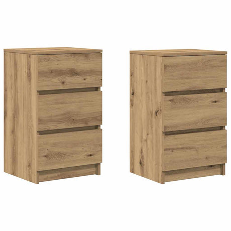 Vidaxl nachtkastjes 3 lades 2 st 39x35x65 cm ambachtelijk eikenkleurig