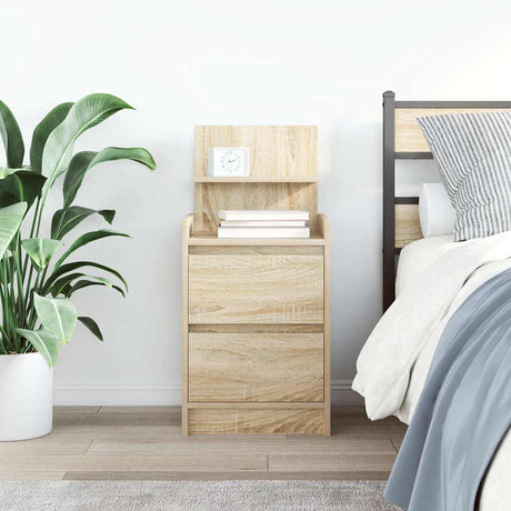 Vidaxl nachtkastje met 2 lades 38x34x80 cm sonoma eikenkleurig