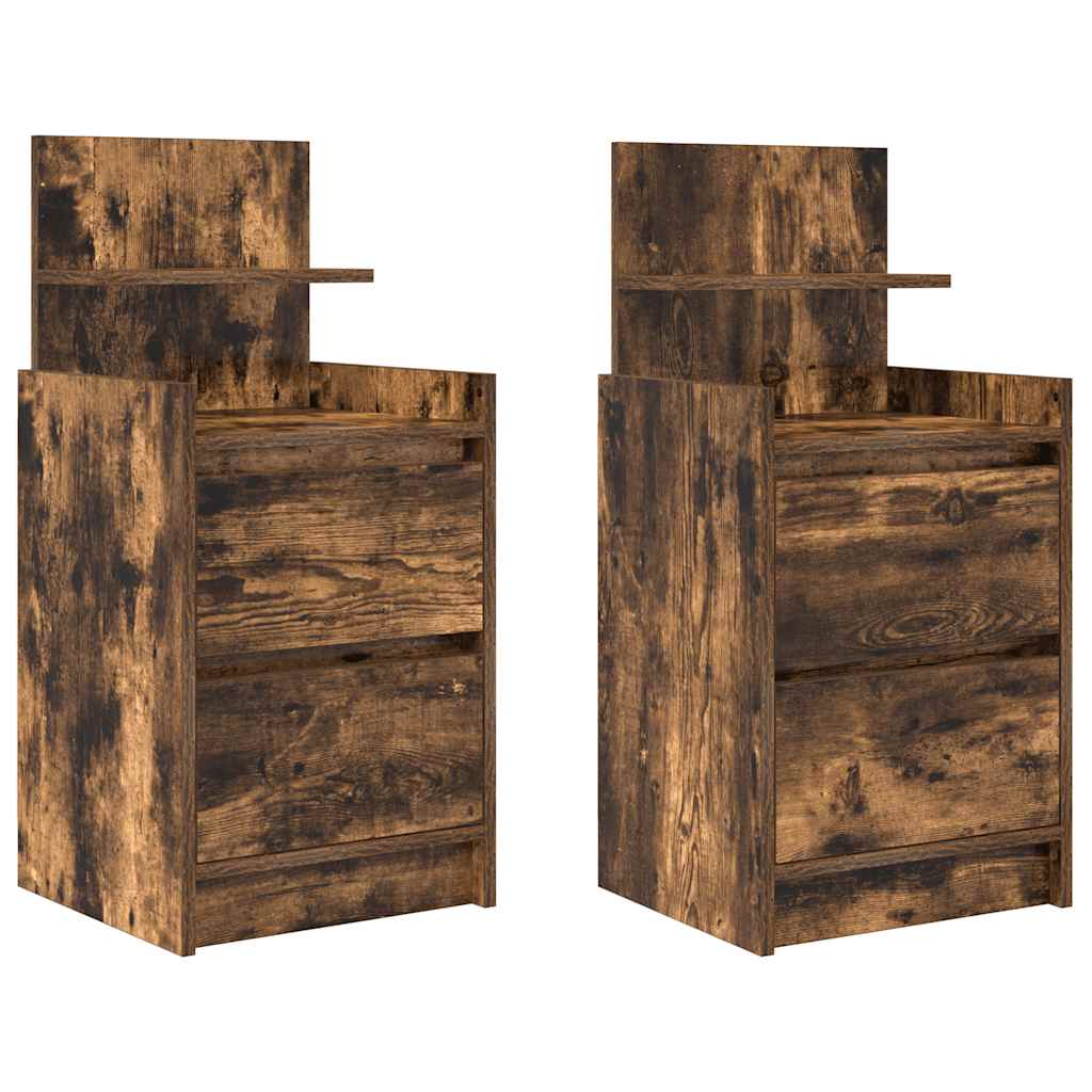 Vidaxl nachtkastjes met 2 lades 2 st 38x34x80 cm gerookt eikenkleurig