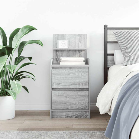 Vidaxl nachtkastje met 2 lades 38x34x80 cm grijs sonoma eikenkleurig