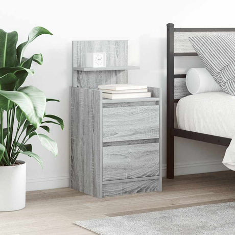 Vidaxl nachtkastje met 2 lades 38x34x80 cm grijs sonoma eikenkleurig