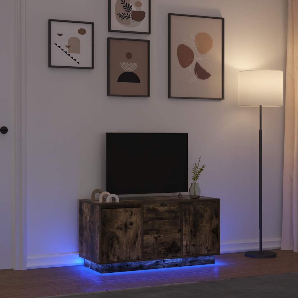 Vidaxl tv-meubel met led-verlichting 100x41x50 cm gerookt eikenkleurig