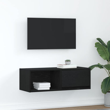 Vidaxl tv-meubel 80x31x25,5 cm spaanplaat zwart eikenkleurig