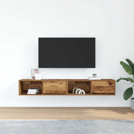 Vidaxl tv-meubels 2 st 80x31x25,5 cm bewerkt hout oud houtkleurig