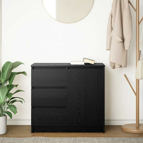 Vidaxl dressoir met lade 71x35x65 cm spaanplaat zwart eikenkleurig