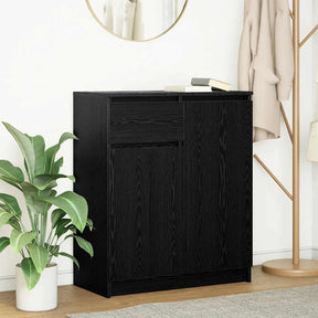 Vidaxl dressoir met lade 71x35x84 cm spaanplaat zwart eikenkleurig