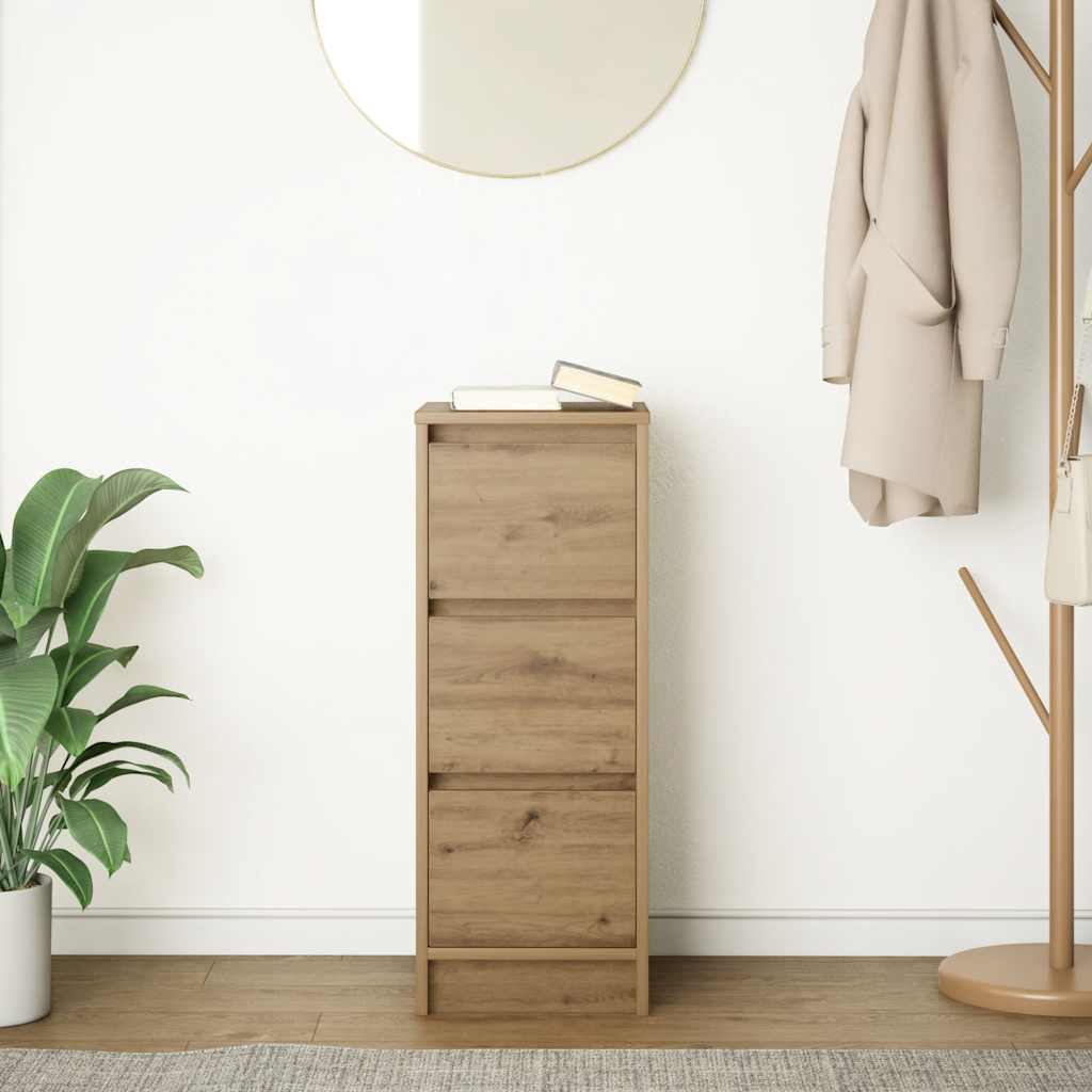 Vidaxl dressoir 29,5x34x76 cm bewerkt hout artisanaal eikenkleur