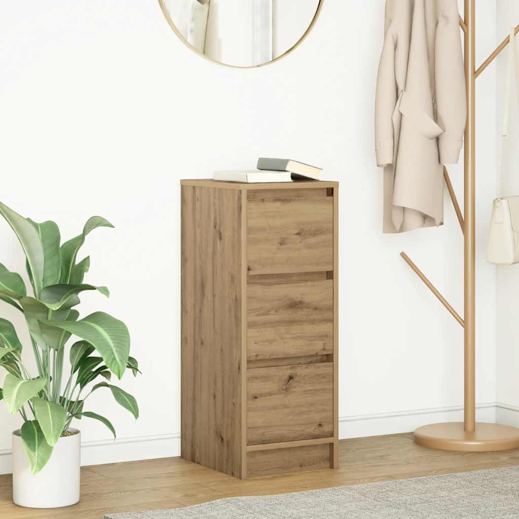 Vidaxl dressoir 29,5x34x76 cm bewerkt hout artisanaal eikenkleur