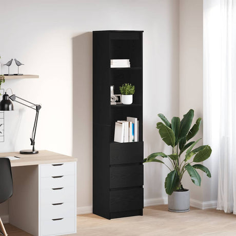 Vidaxl highboard 37,5x35x180 cm spaanplaat zwart eikenkleurig