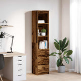 Vidaxl hoge kast 37,5x35x180 cm bewerkt hout oud houtkleurig