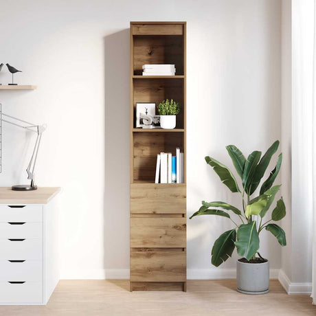 Vidaxl hoge kast 37,5x35x180 cm bewerkt hout artisanaal eikenkleur