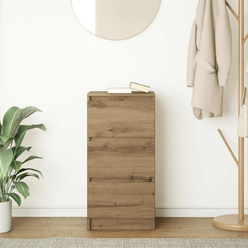 Vidaxl dressoir 37,5x35x76 cm bewerkt hout artisanaal eikenkleurig