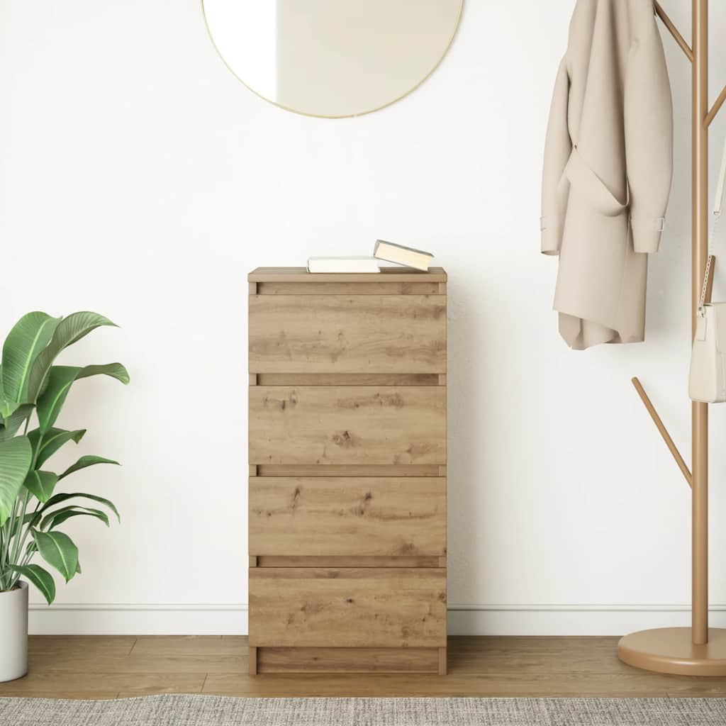 Vidaxl dressoir 37,5x35x76 cm bewerkt hout artisanaal eikenkleurig