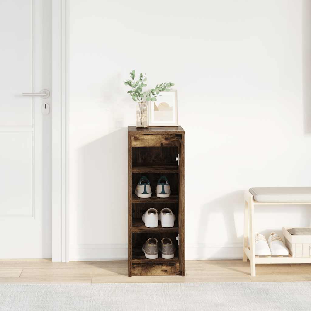Vidaxl schoenenkast 29,5x34x76 cm bewerkt hout gerookt eikenkleurig