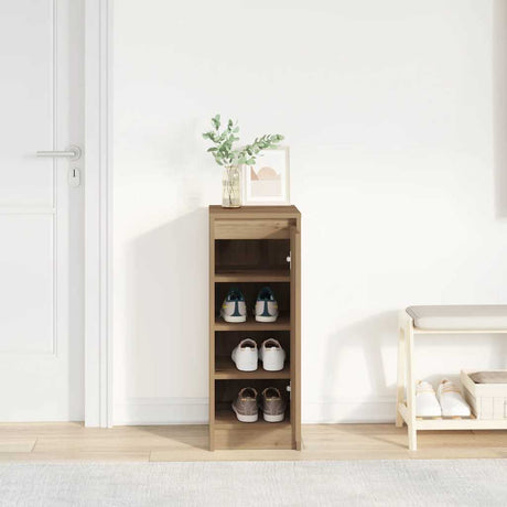 Vidaxl schoenenkast 29,5x34x76 cm bewerkt hout artisanaal eikenkleur