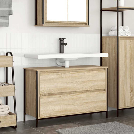 Vidaxl badkamerkast met lades 90x34,5x60 cm sonoma eikenkleurig