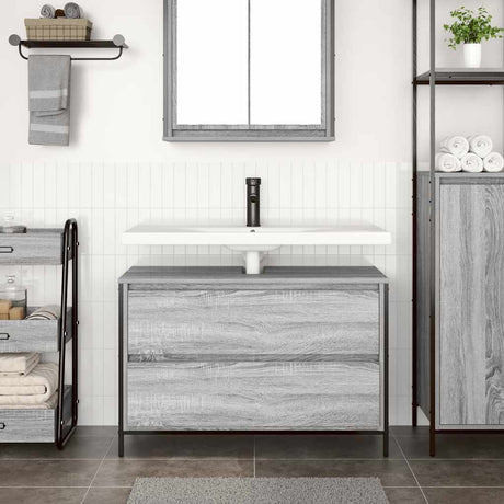 Vidaxl badkamerkast met lades 90x34,5x60 cm grijs sonoma