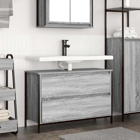 Vidaxl badkamerkast met lades 90x34,5x60 cm grijs sonoma