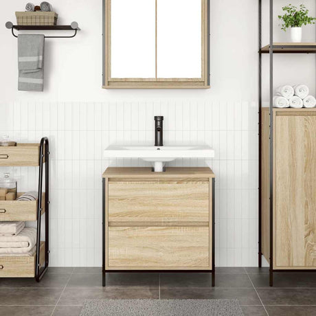 Vidaxl badkamerwastafelkast met lades 60x34,5x60cm sonoma eikenkleurig