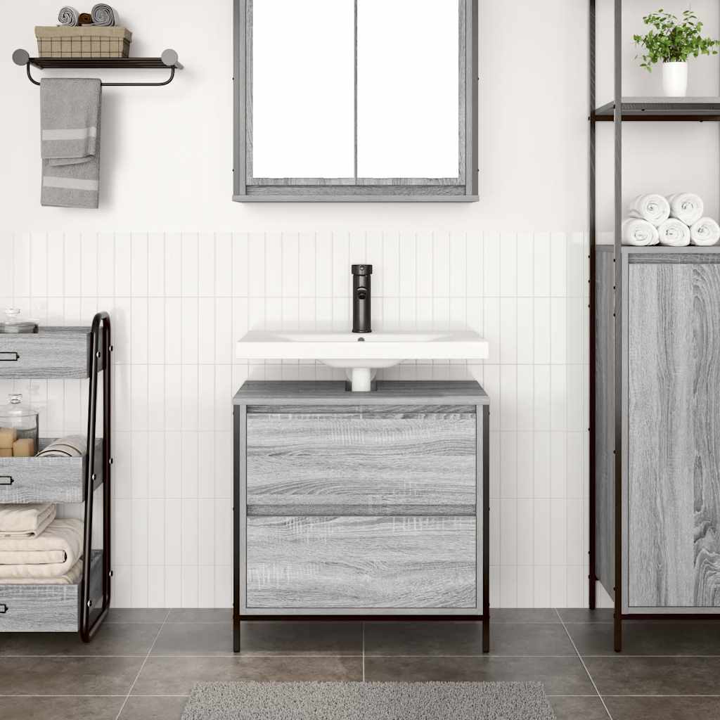 Vidaxl badkamerkast met lades 60x34,5x60 cm grijs sonoma