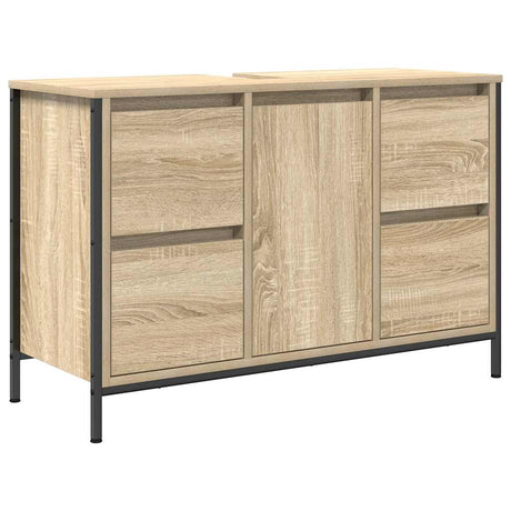 Vidaxl wastafelkast met lades 90x34,5x60 cm sonoma eikenkleurig