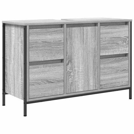 Vidaxl wastafelkast met lades 90x34,5x60 cm grijs sonoma