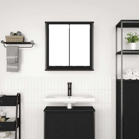 Vidaxl badkamerwandkast met spiegel 60x21x60 cm zwart eikenkleurig