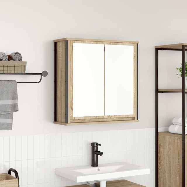 Vidaxl badkamerwandkast met spiegel 60x21x60 cm sonoma eikenkleurig