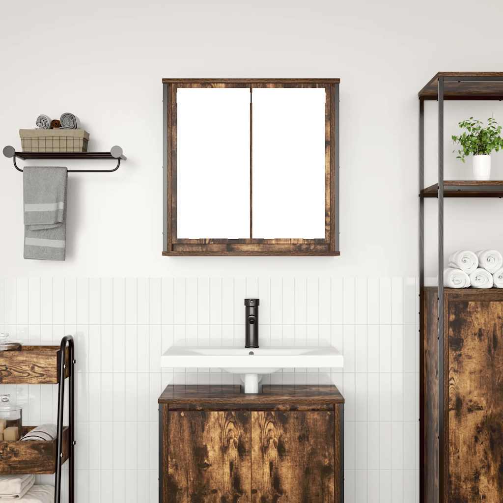 Vidaxl badkamerwandkast met spiegel 60x21x60 cm gerookt eiken